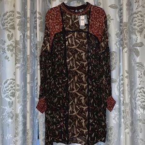 Anthropologie Plus Brown Motif Dress